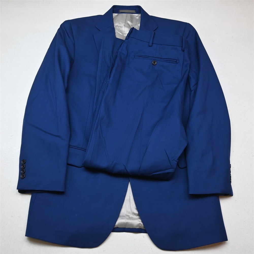 Tom James 40R 36x30 Royal Blue Wool Mens Jacket Pants Suit